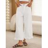 imageCicy Bell Womens Ruffle Wide Leg Jeans Cropped Elastic High Waisted Baggy Denim Pants with PocketsWhite