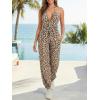 imageCicy Bell Womens Sexy Halter Jumpsuits Casual Deep V Nevk Beach Jogger Long Pants RompersBrown Leopard Print