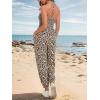imageCicy Bell Womens Sexy Halter Jumpsuits Casual Deep V Nevk Beach Jogger Long Pants RompersBrown Leopard Print