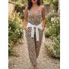 imageCicy Bell Womens Sexy Halter Jumpsuits Casual Deep V Nevk Beach Jogger Long Pants RompersBrown Leopard Print
