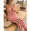 imageCicy Bell Womens Sexy Halter Jumpsuits Casual Deep V Nevk Beach Jogger Long Pants RompersRed1