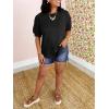 imageCicy Bell Womens Short Puff Sleeve Tops Crew Neck Ribbed Summer TShirts Loose Fit Flowy Tunic BlousesBlack