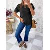 imageCicy Bell Womens Short Puff Sleeve Tops Crew Neck Ribbed Summer TShirts Loose Fit Flowy Tunic BlousesBlack