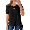 imageCicy Bell Womens Short Puff Sleeve Tops Crew Neck Ribbed Summer TShirts Loose Fit Flowy Tunic BlousesBlack