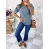 imageCicy Bell Womens Short Puff Sleeve Tops Crew Neck Ribbed Summer TShirts Loose Fit Flowy Tunic BlousesBluish Gray