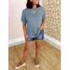 imageCicy Bell Womens Short Puff Sleeve Tops Crew Neck Ribbed Summer TShirts Loose Fit Flowy Tunic BlousesBluish Gray