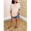 imageCicy Bell Womens Short Puff Sleeve Tops Crew Neck Ribbed Summer TShirts Loose Fit Flowy Tunic BlousesLight Khaki