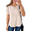 imageCicy Bell Womens Short Puff Sleeve Tops Crew Neck Ribbed Summer TShirts Loose Fit Flowy Tunic BlousesLight Khaki