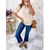imageCicy Bell Womens Short Puff Sleeve Tops Crew Neck Ribbed Summer TShirts Loose Fit Flowy Tunic BlousesLight Khaki