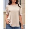 imageCicy Bell Womens Short Puff Sleeve Tops Crew Neck Ribbed Summer TShirts Loose Fit Flowy Tunic BlousesLight Khaki