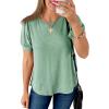 imageCicy Bell Womens Short Puff Sleeve Tops Crew Neck Ribbed Summer TShirts Loose Fit Flowy Tunic BlousesPea Green