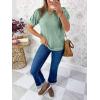 imageCicy Bell Womens Short Puff Sleeve Tops Crew Neck Ribbed Summer TShirts Loose Fit Flowy Tunic BlousesPea Green