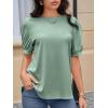 imageCicy Bell Womens Short Puff Sleeve Tops Crew Neck Ribbed Summer TShirts Loose Fit Flowy Tunic BlousesPea Green