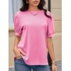 imageCicy Bell Womens Short Puff Sleeve Tops Crew Neck Ribbed Summer TShirts Loose Fit Flowy Tunic BlousesPink