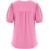 imageCicy Bell Womens Short Puff Sleeve Tops Crew Neck Ribbed Summer TShirts Loose Fit Flowy Tunic BlousesPink