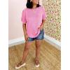 imageCicy Bell Womens Short Puff Sleeve Tops Crew Neck Ribbed Summer TShirts Loose Fit Flowy Tunic BlousesPink
