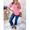 imageCicy Bell Womens Short Puff Sleeve Tops Crew Neck Ribbed Summer TShirts Loose Fit Flowy Tunic BlousesPink