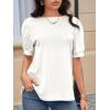 imageCicy Bell Womens Short Puff Sleeve Tops Crew Neck Ribbed Summer TShirts Loose Fit Flowy Tunic BlousesWhite
