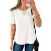 imageCicy Bell Womens Short Puff Sleeve Tops Crew Neck Ribbed Summer TShirts Loose Fit Flowy Tunic BlousesWhite