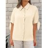 imageCicy Bell Womens Short Sleeve Button Down Shirts Summer Casual Collared Tops Loose Fit Bow BlousesBeige