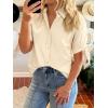 imageCicy Bell Womens Short Sleeve Button Down Shirts Summer Casual Collared Tops Loose Fit Bow BlousesBeige