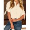 imageCicy Bell Womens Short Sleeve Button Down Shirts Summer Casual Collared Tops Loose Fit Bow BlousesBeige