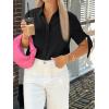imageCicy Bell Womens Short Sleeve Button Down Shirts Summer Casual Collared Tops Loose Fit Bow BlousesBlack