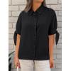 imageCicy Bell Womens Short Sleeve Button Down Shirts Summer Casual Collared Tops Loose Fit Bow BlousesBlack