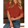 imageCicy Bell Womens Short Sleeve Button Down Shirts Summer Casual Collared Tops Loose Fit Bow BlousesCaramel