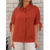 imageCicy Bell Womens Short Sleeve Button Down Shirts Summer Casual Collared Tops Loose Fit Bow BlousesCaramel