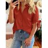 imageCicy Bell Womens Short Sleeve Button Down Shirts Summer Casual Collared Tops Loose Fit Bow BlousesCaramel