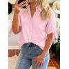 imageCicy Bell Womens Short Sleeve Button Down Shirts Summer Casual Collared Tops Loose Fit Bow BlousesPink