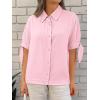 imageCicy Bell Womens Short Sleeve Button Down Shirts Summer Casual Collared Tops Loose Fit Bow BlousesPink