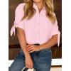 imageCicy Bell Womens Short Sleeve Button Down Shirts Summer Casual Collared Tops Loose Fit Bow BlousesPink