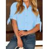 imageCicy Bell Womens Short Sleeve Button Down Shirts Summer Casual Collared Tops Loose Fit Bow BlousesSky Blue