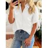 imageCicy Bell Womens Short Sleeve Button Down Shirts Summer Casual Collared Tops Loose Fit Bow BlousesWhite