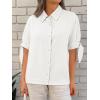 imageCicy Bell Womens Short Sleeve Button Down Shirts Summer Casual Collared Tops Loose Fit Bow BlousesWhite