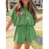 imageCicy Bell Womens Summer 2 Piece Short Sets Puff Sleeve Cropped Tops and Shorts Casual Loose Outfits Comfy Lounge SetsArmy Green