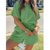 imageCicy Bell Womens Summer 2 Piece Short Sets Puff Sleeve Cropped Tops and Shorts Casual Loose Outfits Comfy Lounge SetsArmy Green