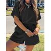 imageCicy Bell Womens Summer 2 Piece Short Sets Puff Sleeve Cropped Tops and Shorts Casual Loose Outfits Comfy Lounge SetsBlack