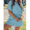 imageCicy Bell Womens Summer 2 Piece Short Sets Puff Sleeve Cropped Tops and Shorts Casual Loose Outfits Comfy Lounge SetsBluish Gray