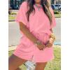 imageCicy Bell Womens Summer 2 Piece Short Sets Puff Sleeve Cropped Tops and Shorts Casual Loose Outfits Comfy Lounge SetsPink
