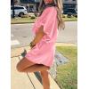 imageCicy Bell Womens Summer 2 Piece Short Sets Puff Sleeve Cropped Tops and Shorts Casual Loose Outfits Comfy Lounge SetsPink