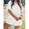 imageCicy Bell Womens Summer 2 Piece Short Sets Puff Sleeve Cropped Tops and Shorts Casual Loose Outfits Comfy Lounge SetsWhite