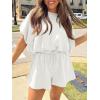 imageCicy Bell Womens Summer 2 Piece Short Sets Puff Sleeve Cropped Tops and Shorts Casual Loose Outfits Comfy Lounge SetsWhite
