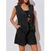 imageCicy Bell Womens Summer Blazer Vest 2 Piece Sets V Neck Sleeveless Button Down Waistcoat and High Waisted Work Suit Short SetBlack
