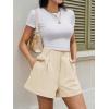 imageCicy Bell Womens Summer Elastic High Waisted Shorts Pleated Wide Leg Trendy Casual A Line Comfy ShortsApricot