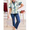 imageCicy Bell Womens Summer Floral Print Tops Casual Puff Short Sleeve Ruffle V Neck Button Down Shirts Patchwork Boho BlousesBeige