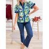 imageCicy Bell Womens Summer Floral Print Tops Casual Puff Short Sleeve Ruffle V Neck Button Down Shirts Patchwork Boho BlousesNavy