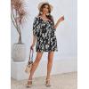 imageCicy Bell Womens Summer Floral Romper Loose Scoop Neck Lantern Sleeve Short Jumpsuits Front Tie Beach Outfits Black XXLarge